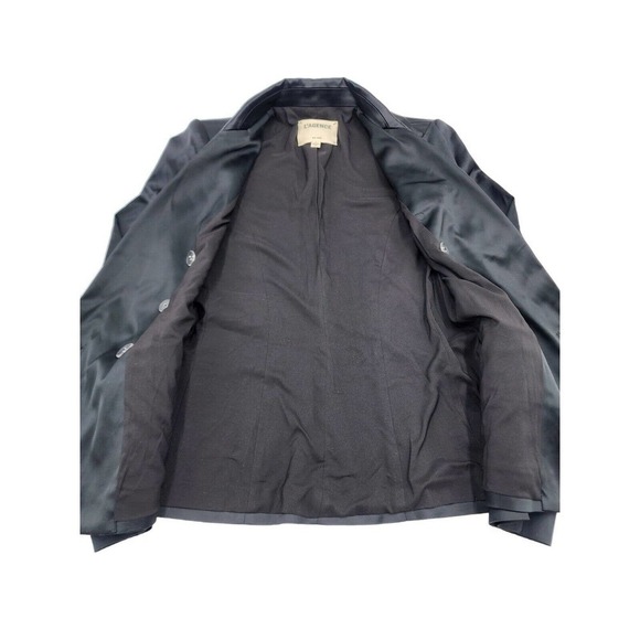L'AGENCE Blazer Kenzie Double Breasted Black Satin Jacket Size 2 - Picture 8 of 16